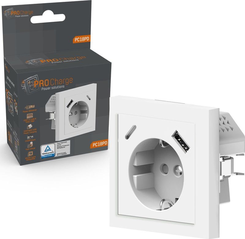 LED's Light USB-C Contactdoos - Inbouw stekkerdoos - Stopcontact met beveiliging