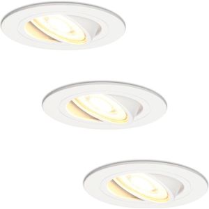 LED's Light Dimbare LED Inbouwspots plafond Wit - Ø 68mm - Kantelbaar - Warm wit - 3PACK