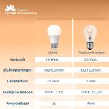 LED Lamp E27 - Mat - Warm wit - 13W vervangt 100W