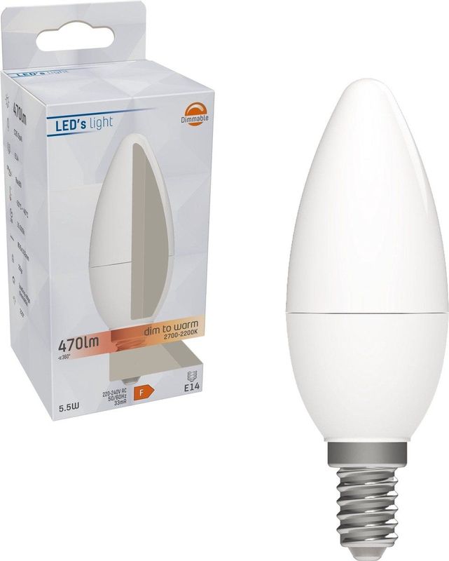 DimToWarm LED Lamp Kaars - Dimbaar Warm Wit Licht - Ø 3.5 cm - 5 Watt
