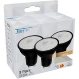 GU10 LED Spots - Zwart - Warm Wit Licht - 4W/50W - 345 lm - 3PACK