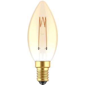 6x 123led LED lamp E14 | Kaars C35 | Spiraal filament | Goud | 1800K | Dimbaar | 2.5W (15W)