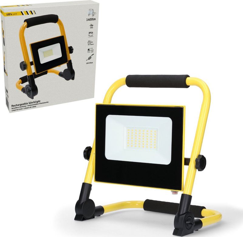 LED's Work Acculamp bouwlamp 1400 - Draadloos & Oplaadbaar - Stof- en waterbestendig - 20W
