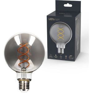 123led LED lamp E27 | Globe G95 | Spiraal filament | Smokey | 1800K | Dimbaar | 4.5W