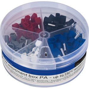 Adereindhulzen assortiment set - 5 maten van 0.5mm² tot 2.5mm² - dubbele draad hulzen - 225 Stuks