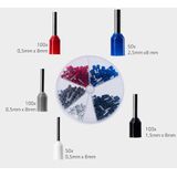 Assortimentsdoos Nylon Hulzen - Blauw Zwart Rood Grijs Wit - 5 Maten van 0.5mm² tot 2.5mm² - 400 Stuks