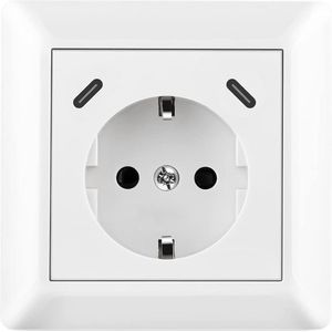 Stopcontact Inbouw - USB-C - Wit - 2 Poorten