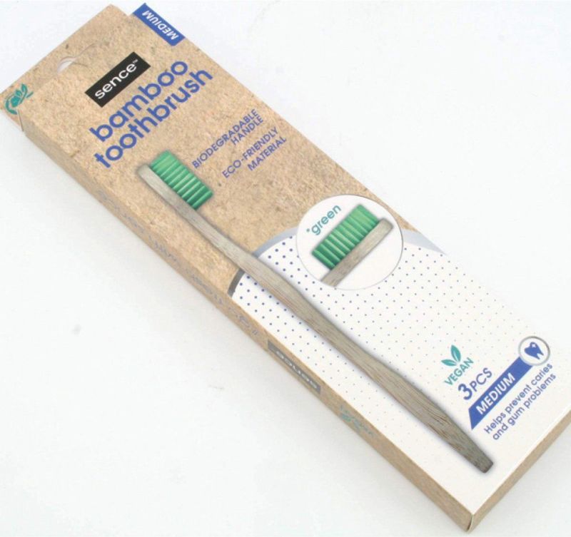Sence - Bamboo Tandenborstel - Medium - Set van 3 Stuks!!- Groen.