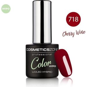 Cosmetics Zone UV/LED Hypoallergene Gellak Cherry Wine 718 - Rood - Glanzend - Gel nagellak