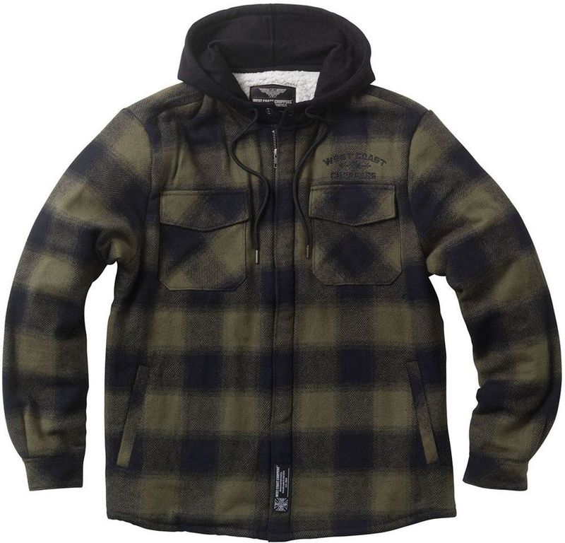 West Coast Choppers - Hell Bent Flannel - Jas - Olijfgroen/Zwart