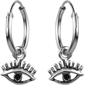 Zilveren Oorbellen - Oorring met Hanger - Zilveren Oorringe - Oog