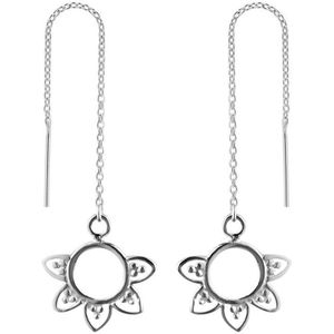 Zilveren oorbellen | Chain oorbellen | Zilveren chain oorbellen, bloemfiguur