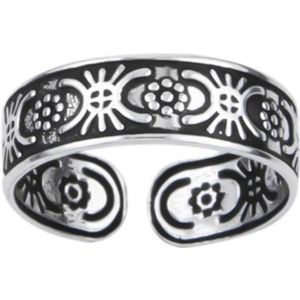 Teenringen - Zilveren Teenring - Bloemetjes en Zonnetjes