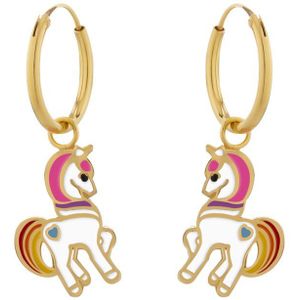 Kinderoorbellen - Eenhoorn - Gold Plated - Roze Manen