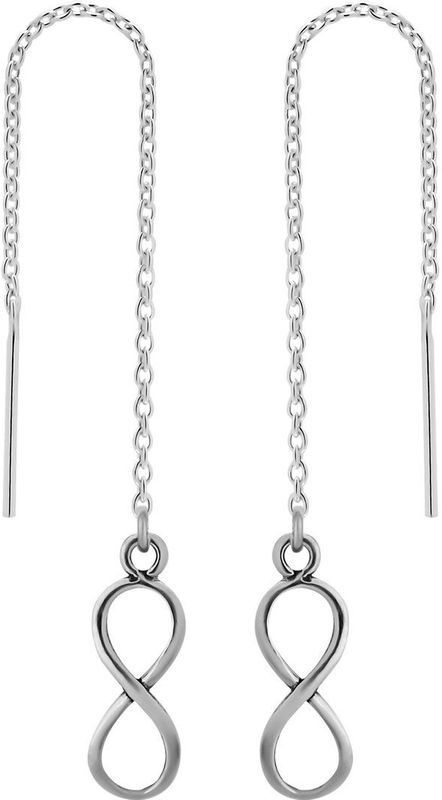 Zilveren Oorbellen - Chain Oorbellen - Zilveren Chain Oorbellen met Infinityteken Of Lemniscaat