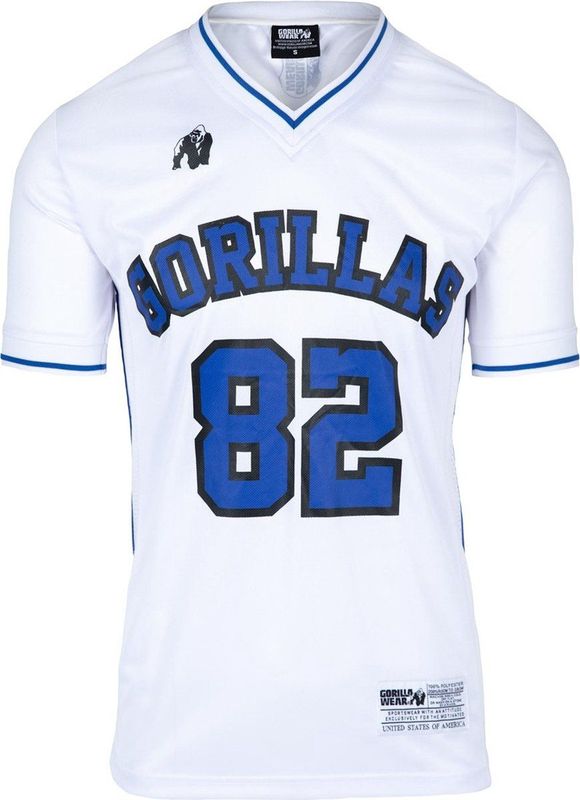 San Mateo - T-shirt - Wit/Blauw - Polyester - Normale Pasvorm