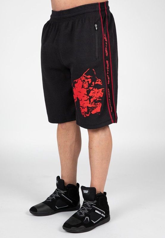 Gorilla Wear Buffalo Old School Workout Shorts - Zwart / Rood
