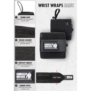 Gorilla Wear Basic Wrist Wraps - Zwart/Rood