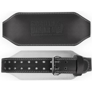 Gorilla Wear 6 Inch Padded Leather Lifting Belt - Black/Black - L/XL