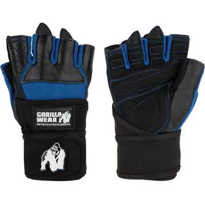 Gorilla Wear - Dallas Wrist Wrap Handschoenen - Sporthandschoenen Unisex - Zwart/Blauw - L