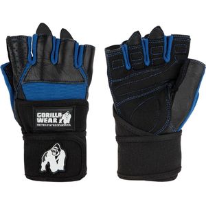 Gorilla Wear Dallas Wrist Wrap Handschoenen - Fitness Handschoenen - Zwart/Blauw - XL