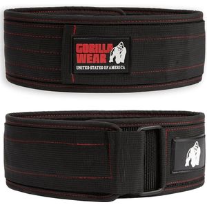 Gorilla Wear - 4 Inch Nylon Lifting Belt - Zwart/Rood - Fitnessaccessoire