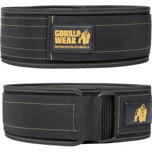 Gorilla Wear 4 Inch Nylon Lifting Belt - Zwart / Goud - M/L