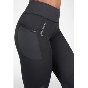 Gorilla Wear - Monroe - Leggings - Zwart - 100% Squat-Proof Stretchy Stoffen - Zijzak met Rits - Geribbelde Tailleband - Mesh Delen