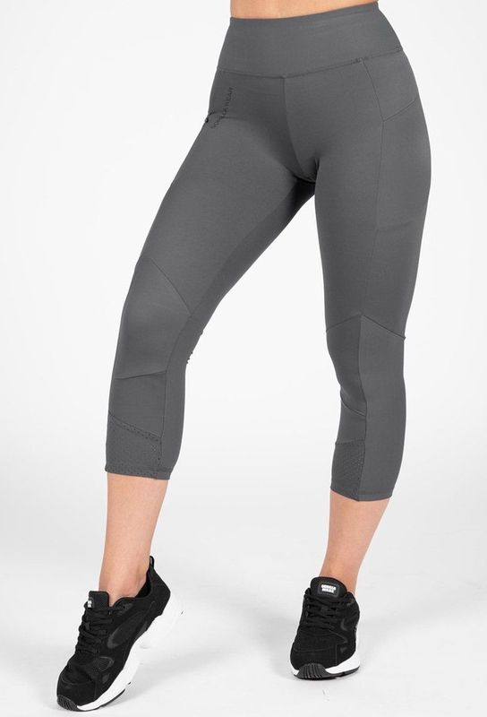 Gorilla Wear - Monroe - Leggings - Grijs - 100% Squat-Proof - Stretchy Stoffen - Zijzak met Rits - Geribbelde Tailleband - Mesh Delen