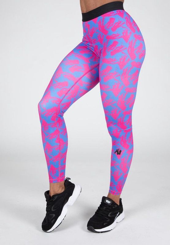 Gorilla Wear - Colby - Legging - Blauw/Roze - 100% Squat-Proof, Elastische Tailleband, Dunne Stretchy Stof