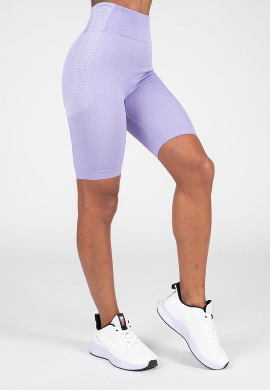 Gorilla Wear - Selah Seamless Cycling Shorts - Lila - Naadloos Hoog Taille Zweetafvoerend