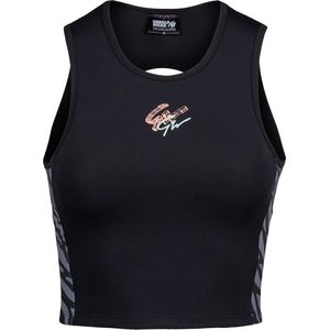 Gorilla Wear - Zion Crop Top - Zwart - Rekbare Stof - Tight Fit - Open Rug Design