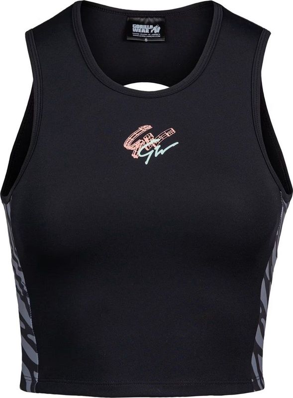 Gorilla Wear - Zion Crop Top - Zwart - Rekbare Stoffen - Uitneembare Padding