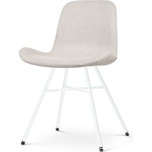 Nolon Noa-Fé Eetkamerstoel Beige - Stof - Wit Onderstel - Modern