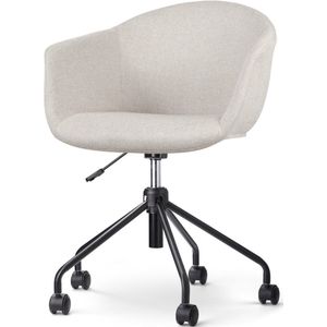 Nolon Nout-Otis Bureaustoel Beige - met Armleuning - Stof - Wieltjes - Zwart Onderstel