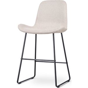 Nolon Nino-Fé Barkruk Beige - Zwart Onderstel - 65 cm - Stof - Kookeiland - Barkruk met Rugleuning