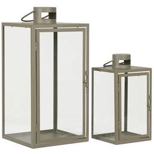 Artichok - Ted - Glazen Windlicht - Groen - Set van 2