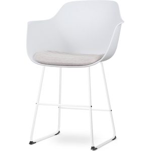 Nolon Nino-Liz barkruk wit met beige zitkussen - wit onderstel - 65 cm