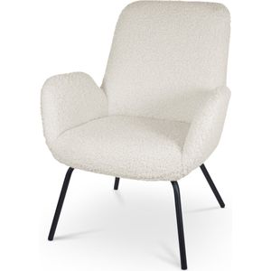 Nolon - Ninte - Fauteuil - Gebroken Wit - Stof - Zwart Metalen Poten