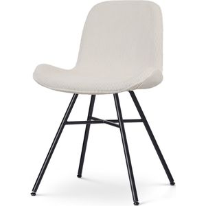Nolon Noa-Fé Eetkamerstoel Ribstof Crème - Stof - Zwart Onderstel - Modern