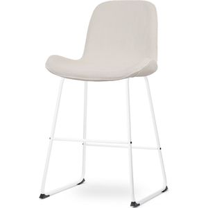 Nolon Nino-Fé Barkruk Ribstof Créme - Wit Onderstel - 65 cm