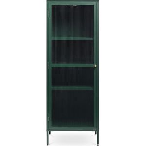 Olivine - Katja - Vitrinekast - Groen - Metaal - 2 Deuren - Geribbeld Glas