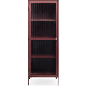 Olivine - Katja Vitrinekast - Rood - Metalen - 2 Deuren - Geribbeld Glas