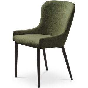 Olivine Brigitta Eetkamerstoel Bouclé Groen - Zwarte Poten