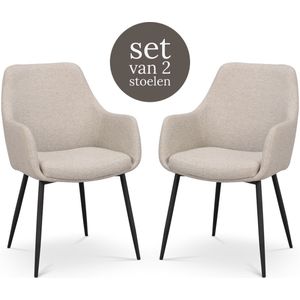 Rowico Home Reily eetkamerstoel beige - zwart onderstel - set van 2