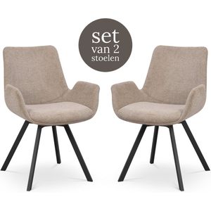 Rowico Home - Norwell - Eetkamerstoel - Beige - Stof - Set van 2