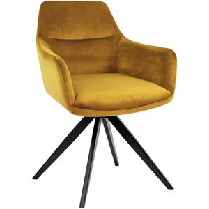 Kick - Tom - Draaistoel - Goud - Velvet - Zwart Metalen Onderstel
