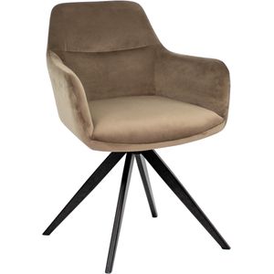 Kick - Draaistoel Tom - Taupe - Velvet - Zwart Metalen Onderstel