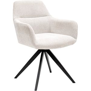 Kick Collection - Kick Eetkamerstoel - Champagne - Textuurstof - Zwart Metalen Onderstel