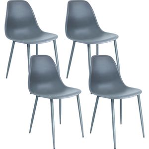 Kick - Yara - Eetkamerstoelen - Donkergrijs - Set van 4